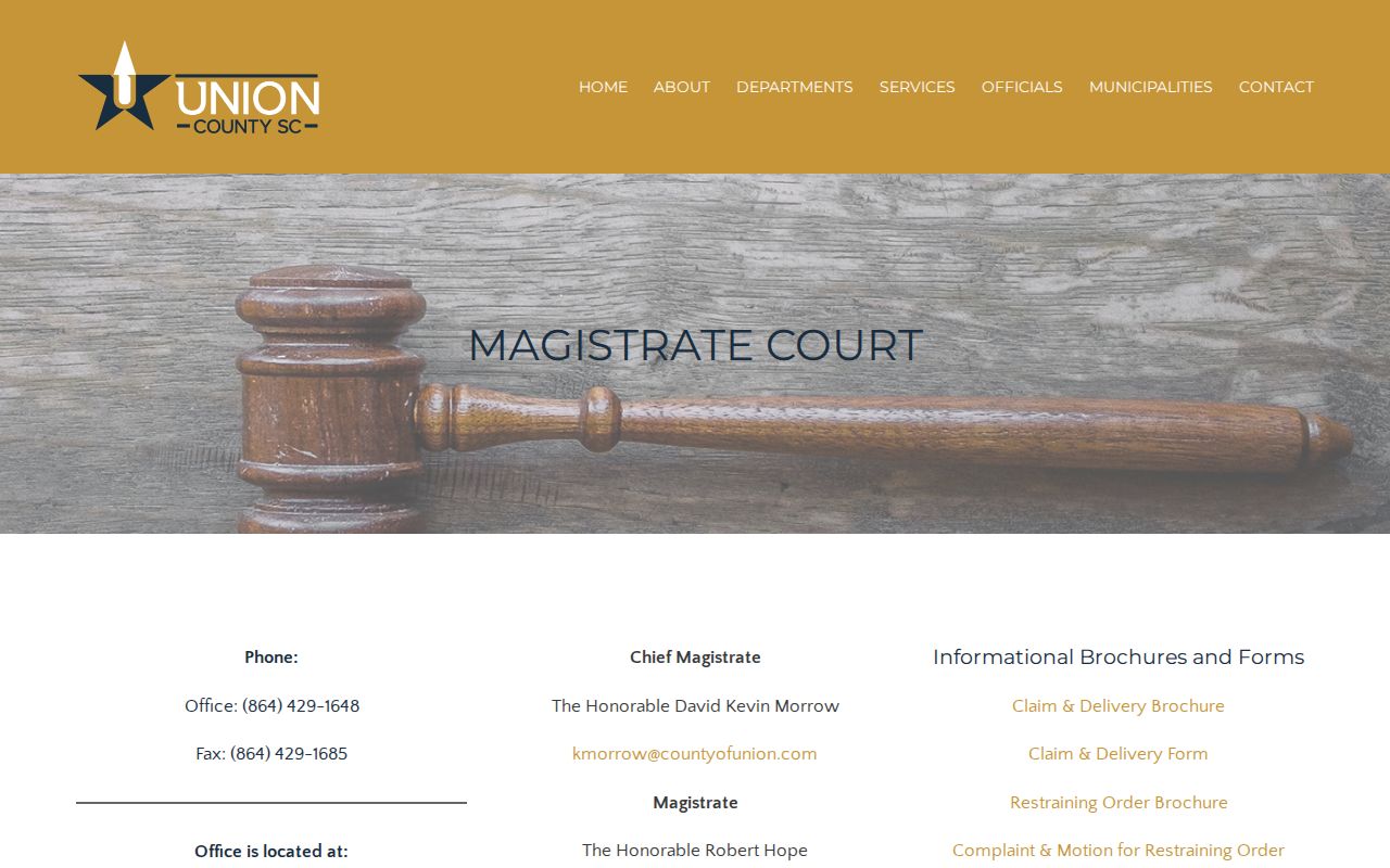 Union County bench warrant lookup, Magistrate Court warrant and bond duties