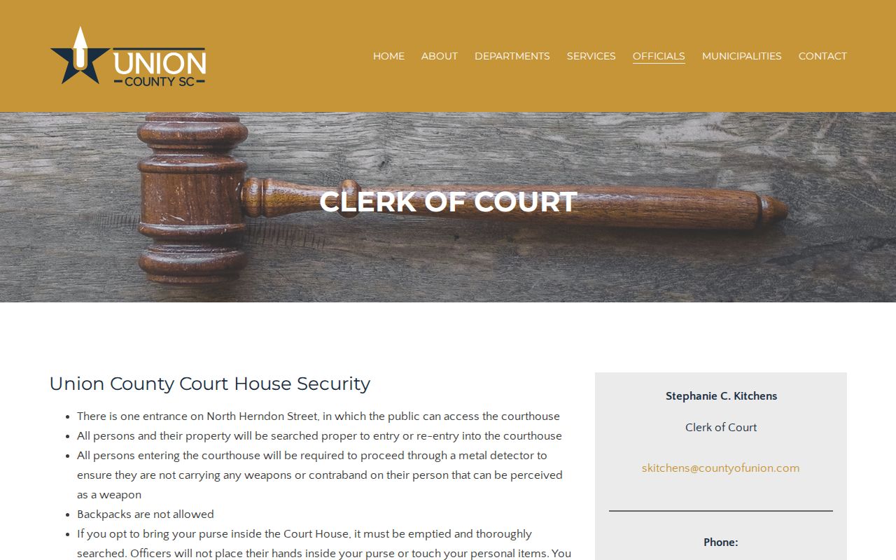 Union County warrant search, North Herndon Street courthouse entrance information