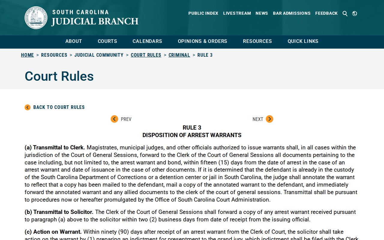 Union County arrest warrant lookup, Rule 3 court-record handoff
