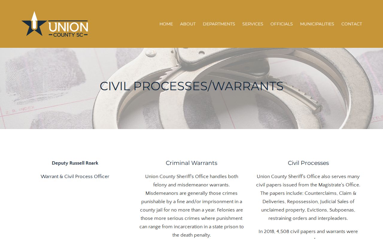 Union County Most Wanted and warrant service, Sheriff's civil-process source